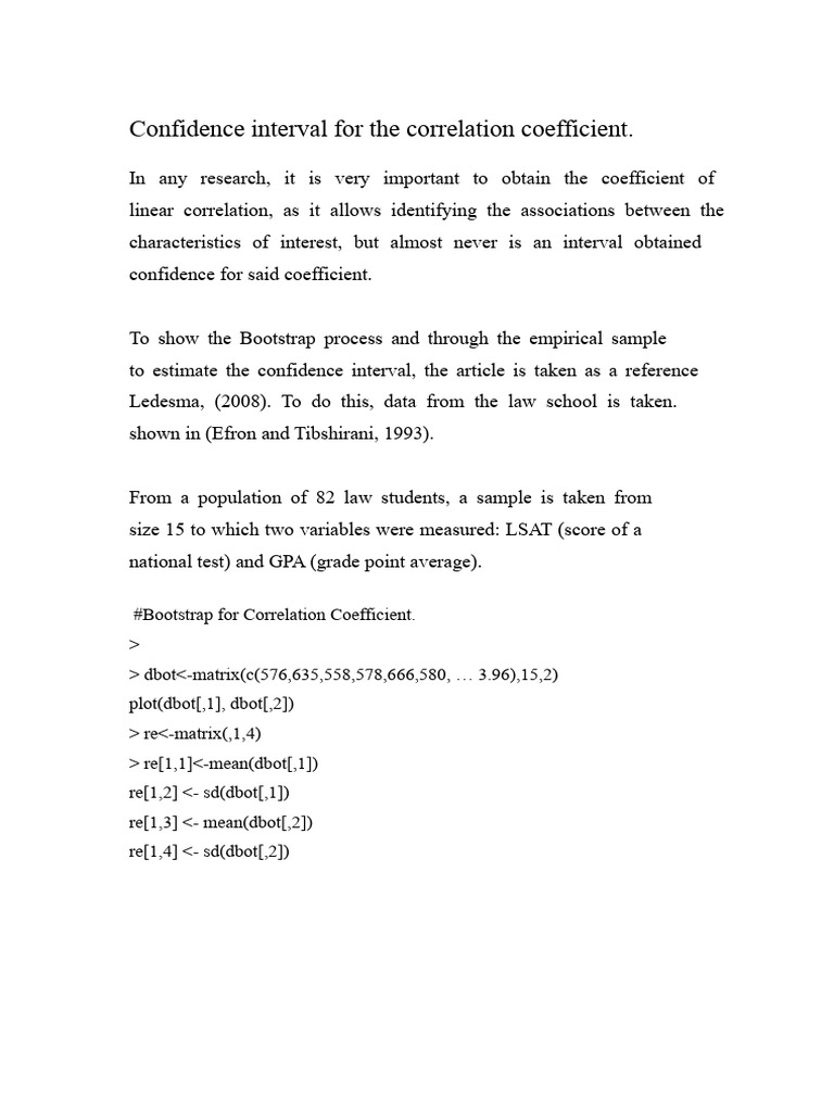 Confidence Interval For The Correlation Coefficient | PDF ...