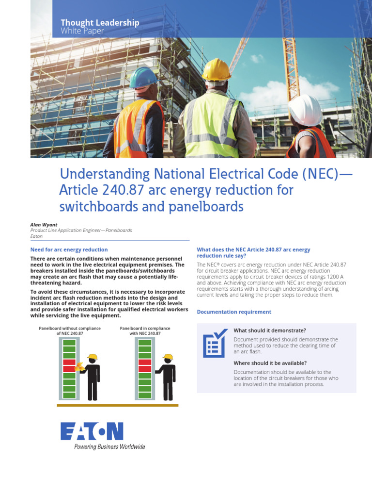 NEC 240.87: Arc Energy Reduction Guide | PDF | Safety | Electric Power