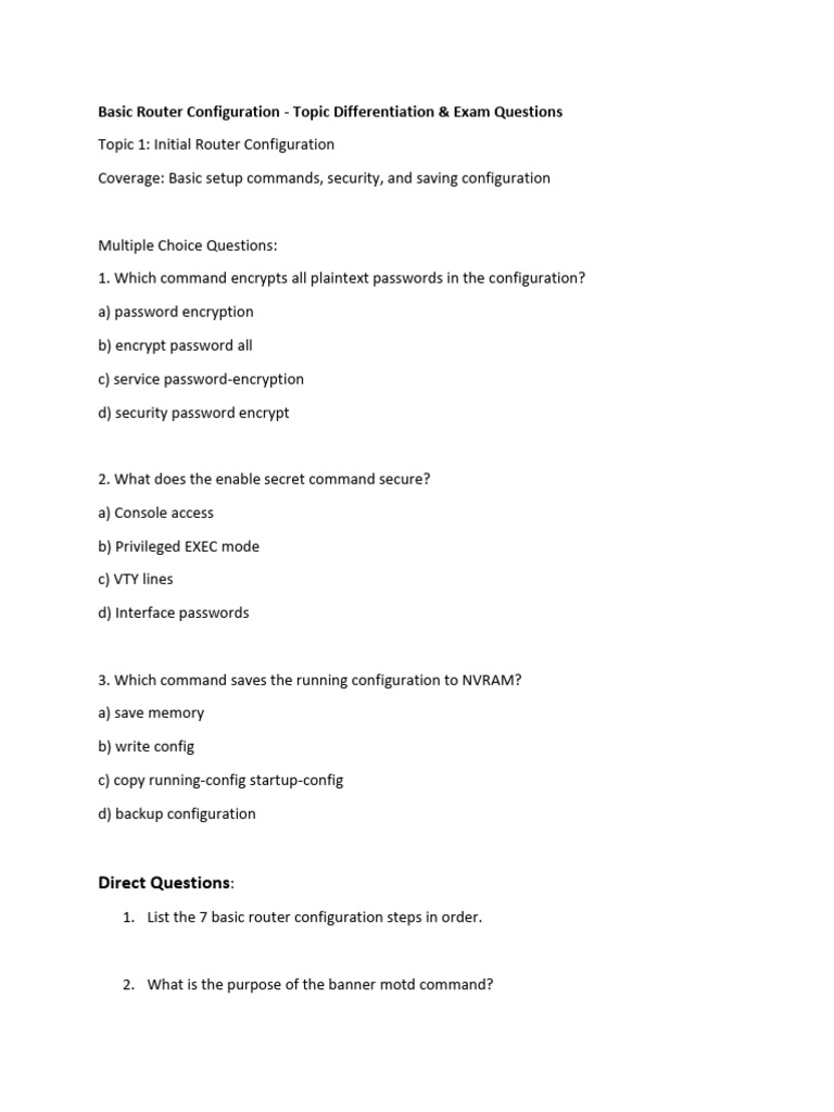 Basic Router Configuration Guide | PDF | Internet Protocols | Ip Address