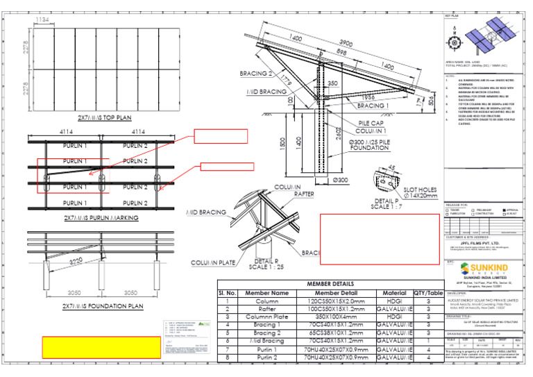Solar Module Mounting Structure Plan | PDF | Building Engineering ...