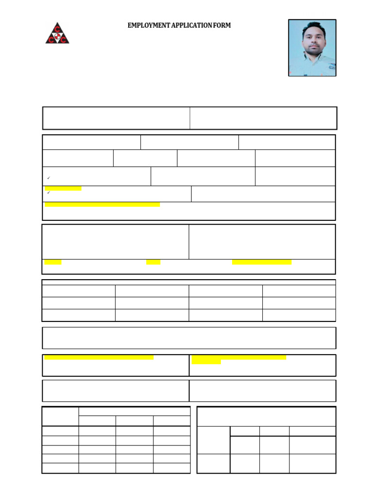 Employment Application Form Mohammad Azad | PDF | Safety | Occupational ...