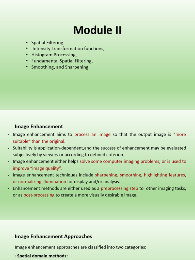 Image Enhancement Techniques Overview | PDF | Digital Signal Processing ...