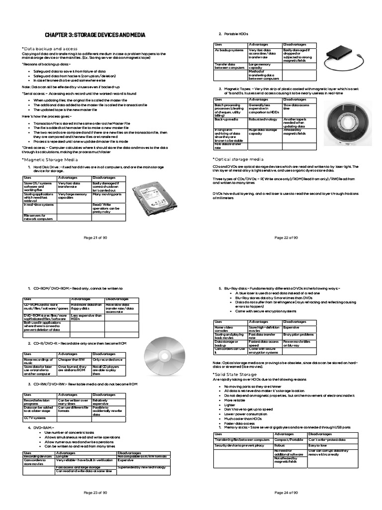 Storage Devices and Media Note | PDF