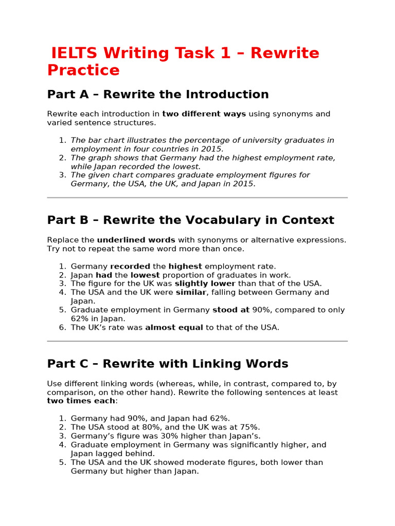 IELTS Writing Task 1 Rewrite | PDF