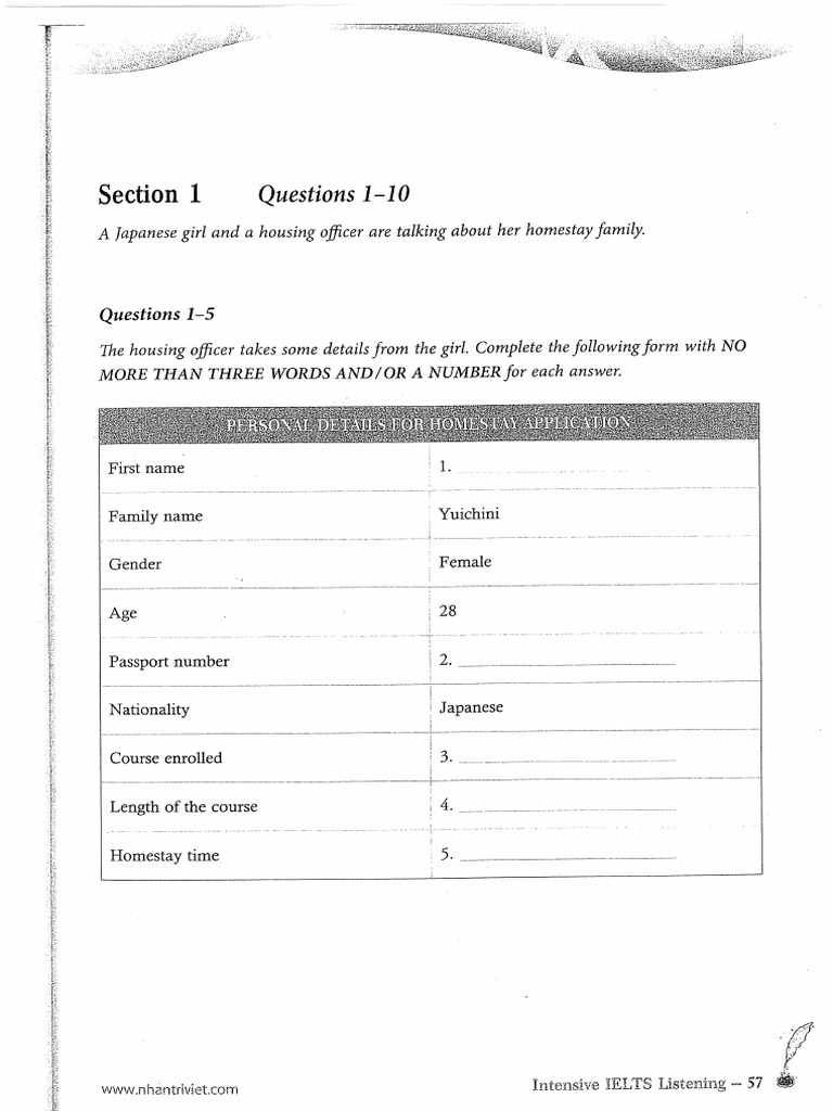 Practice Test - Ielts Intensive Listening | PDF
