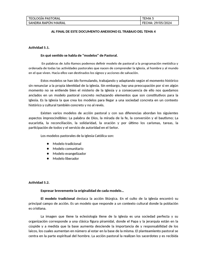 Modelos de Pastoral en la Iglesia Católica | PDF | Iglesia Católica ...