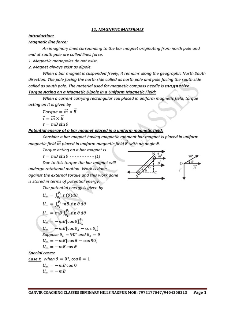 Magnetic Materials and Their Properties | PDF | Magnetism | Ferromagnetism