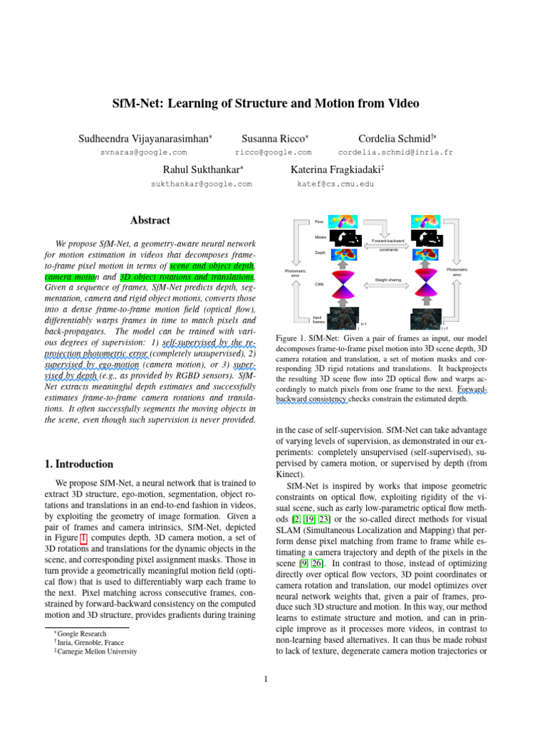 SfM-Net_Learning of Structure and Motion From | PDF | Image ...