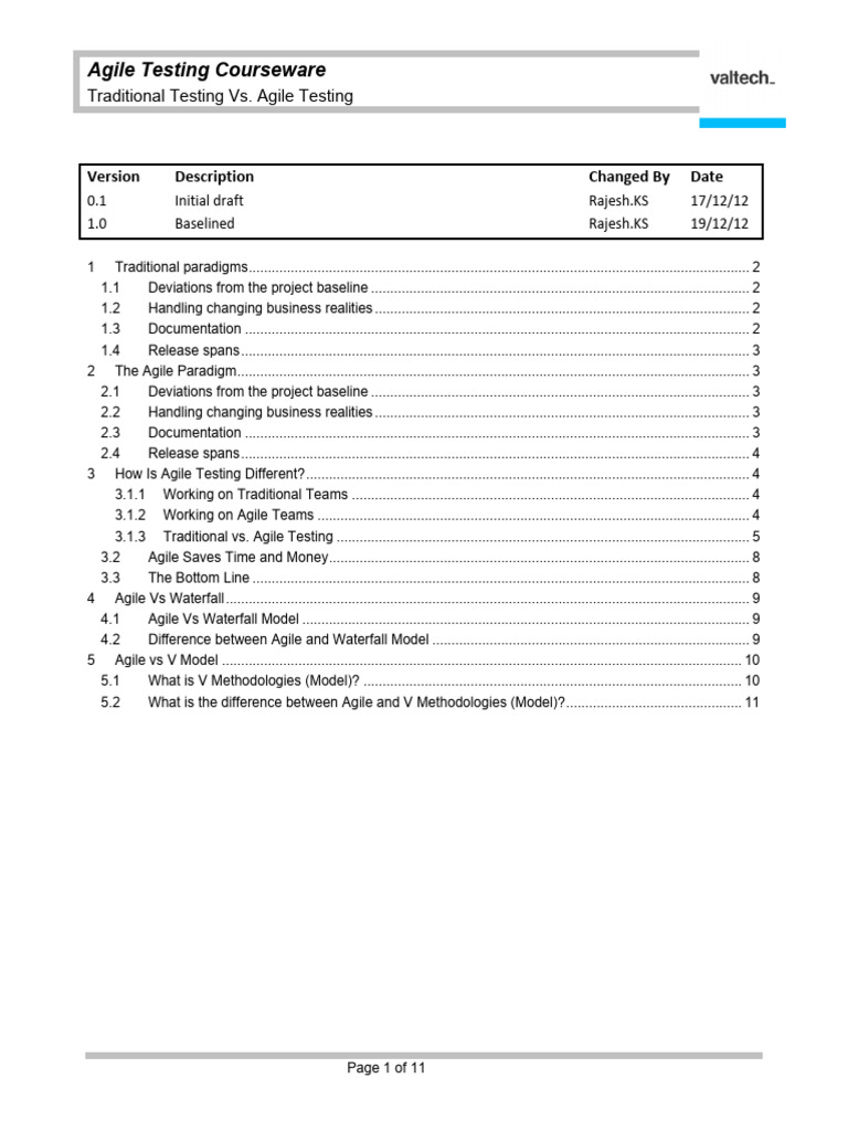 Agile vs Traditional Testing Explained | PDF | Agile Software ...