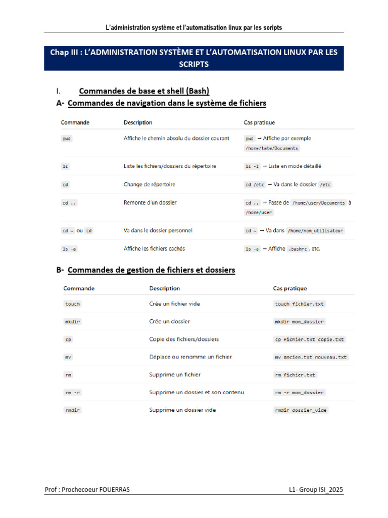 Administration Système et Scripts Linux | PDF