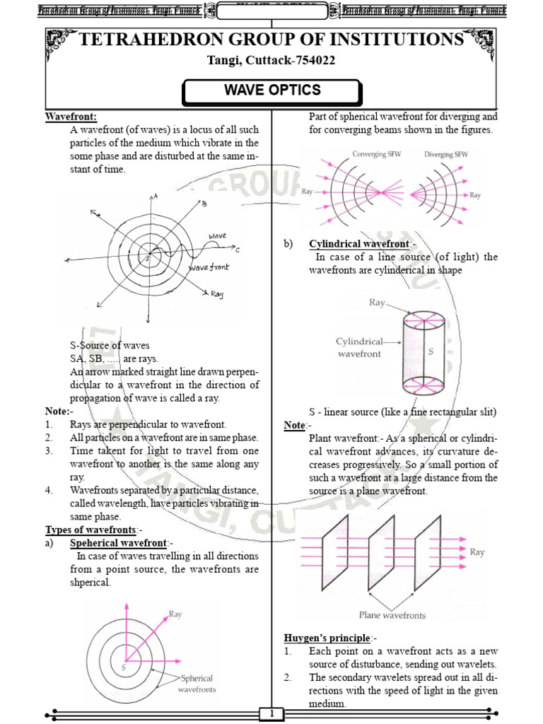 Wave Optics Concepts and Principles | PDF | Reflection (Physics) | Waves