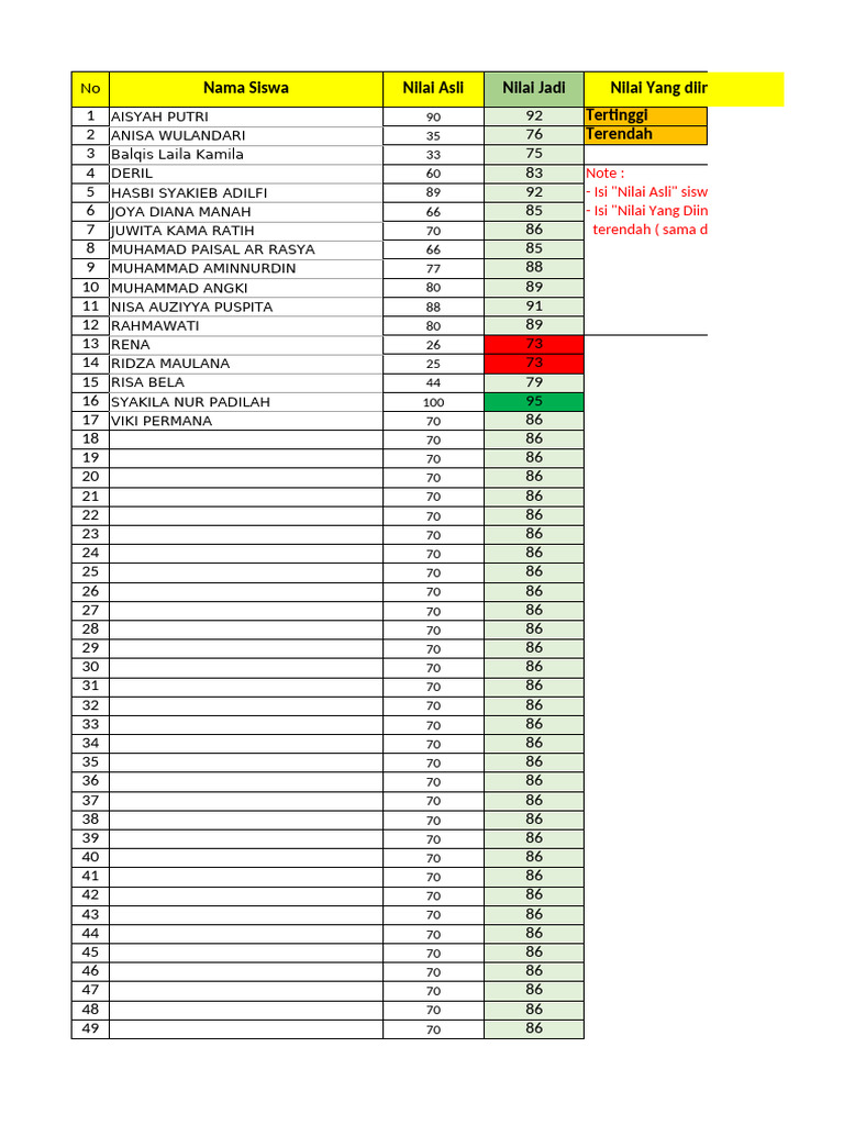 Analisis Nilai Siswa dan Target | PDF