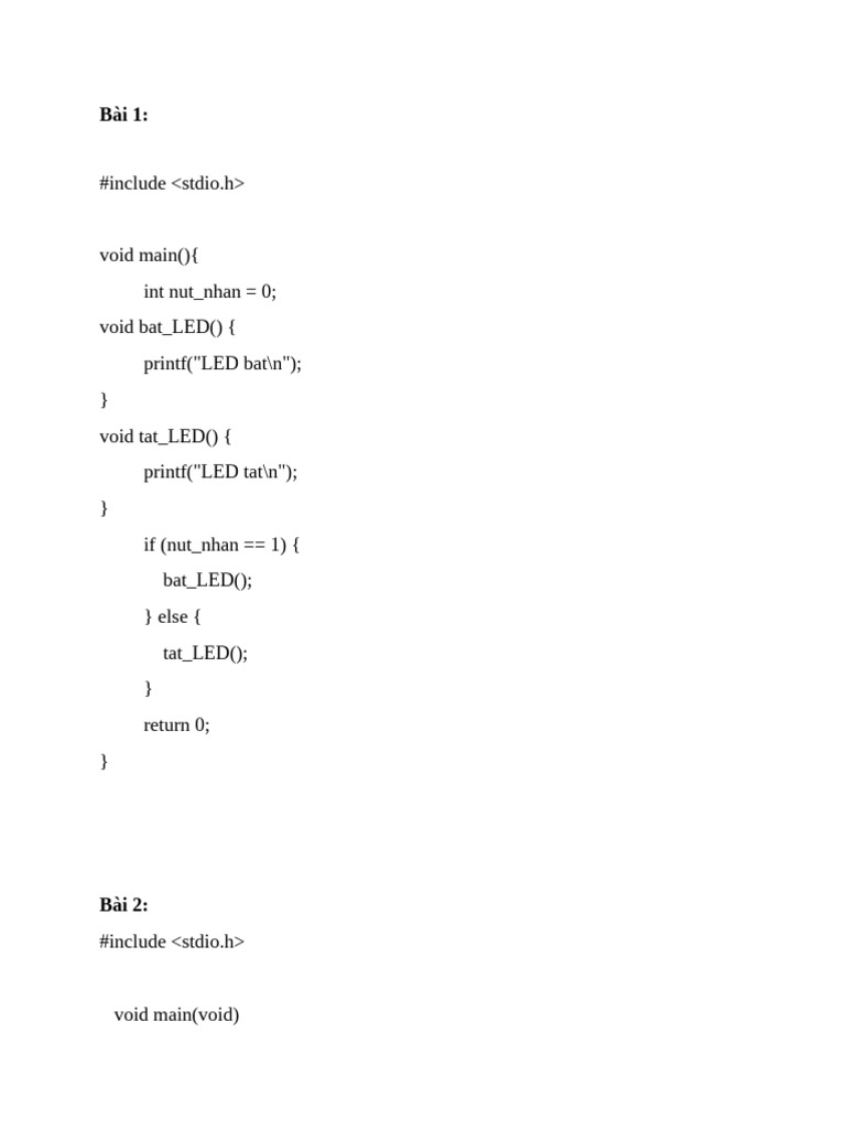 C Programming LED Control Examples | PDF