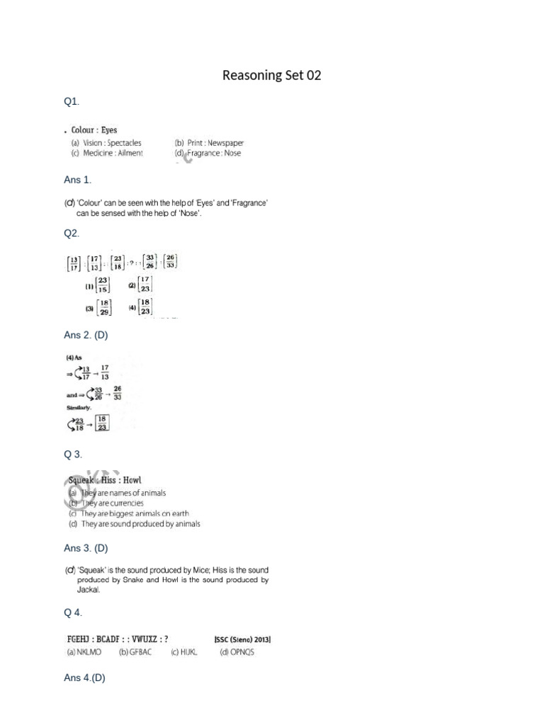 Reasoning Set 02 | PDF