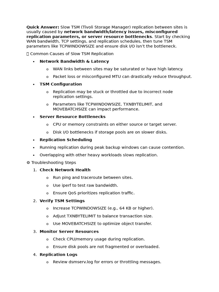 Optimize TSM Replication Speed Guide | PDF | Replication (Computing ...