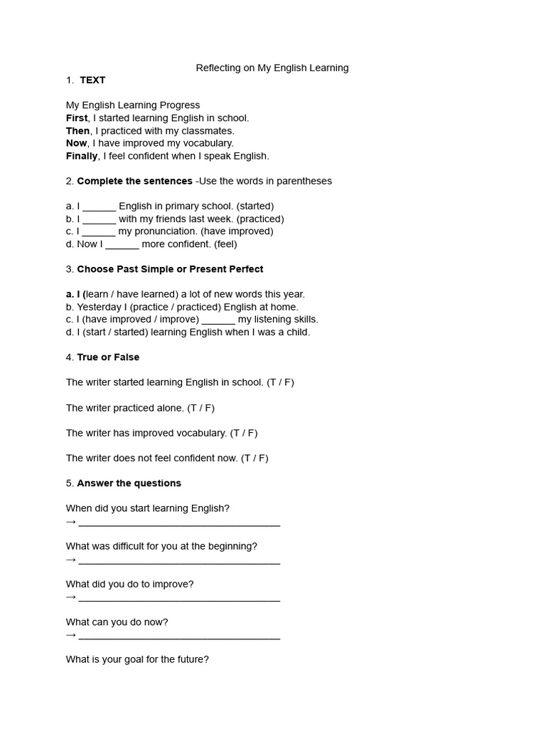 My English Learning Journey Explained | PDF