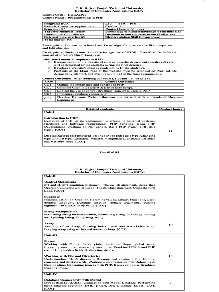 BCA 5th Syllabus | PDF