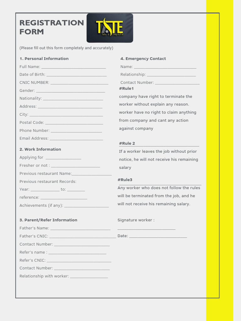 Grey Blue Modern Minimalist Student Admission Form A4 Document | PDF