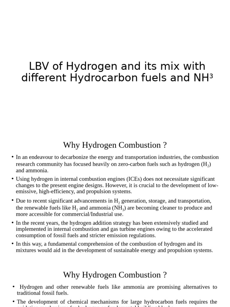 Hydrogen Combustion and Laminar Flame Speed | PDF | Combustion | Ammonia