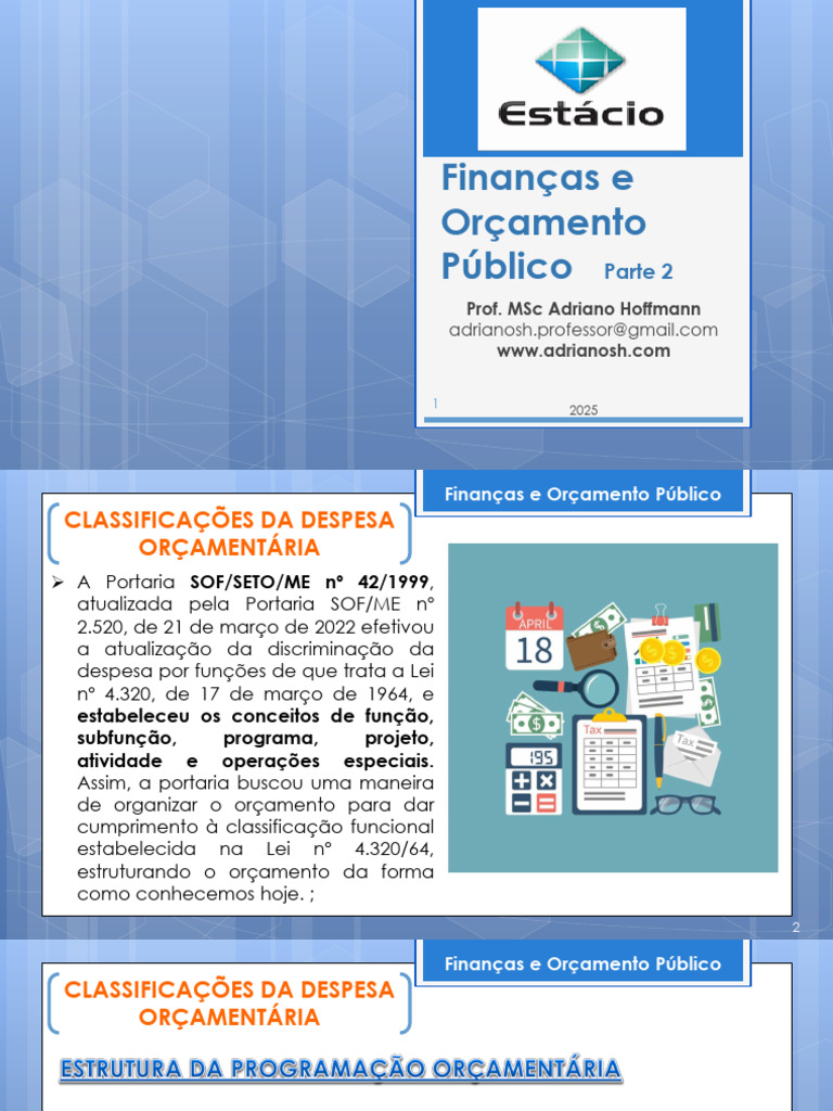 Classificações da Despesa Orçamentária | PDF | Orçamento governamental ...