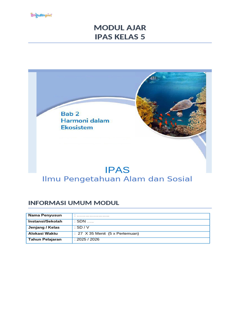Modul Ajar IPAS Kelas 5 SD 2025/2026 | PDF