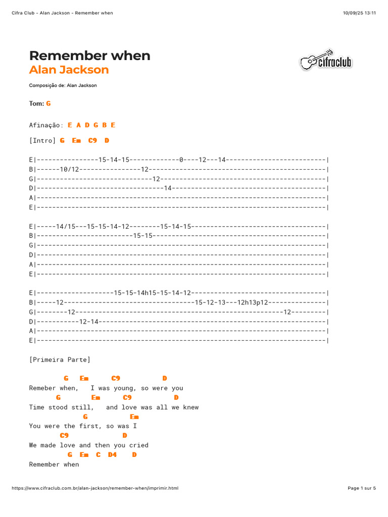 Cifra Club - Alan Jackson - Remember When | PDF