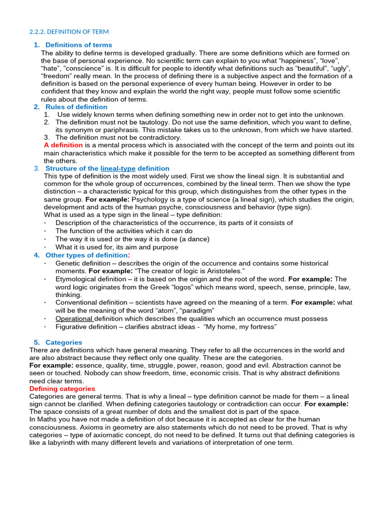2.2.2. Definition of Term | PDF | Axiom | Definition