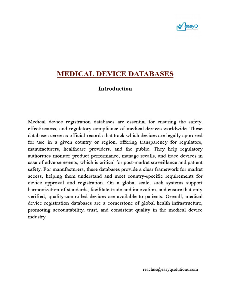 Medical Device Registration Databases | PDF | Medical Device | Medicine