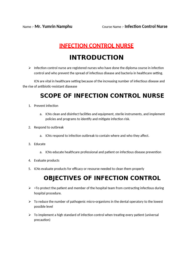 Case Study, (Infection Control Nurse) (1) | PDF | Infection | Human ...