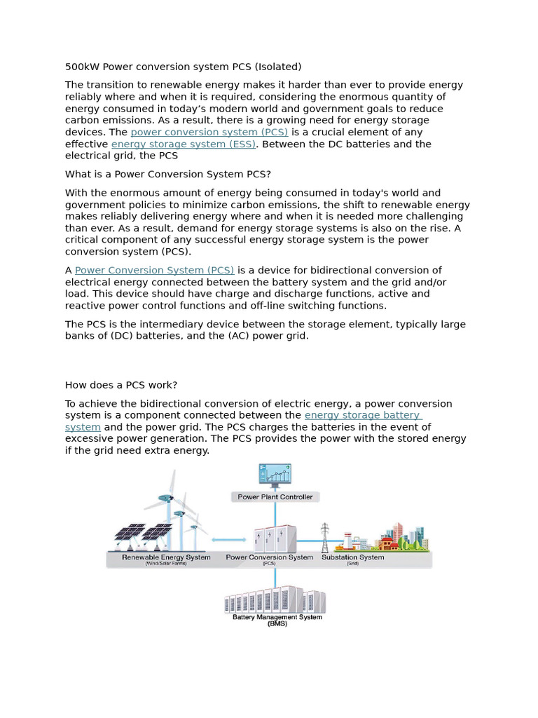 500kW Power Conversion System Overview | PDF | Energy Storage ...