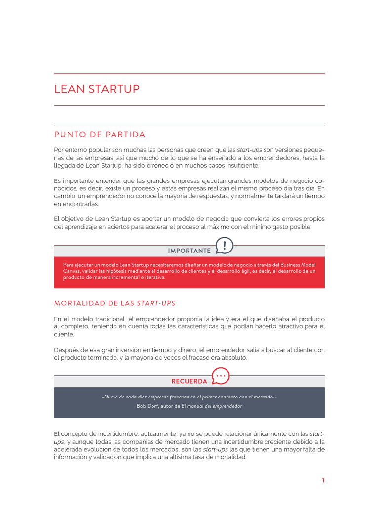 Metodología Lean Startup para Emprendedores | PDF | Empresa de inicio ...