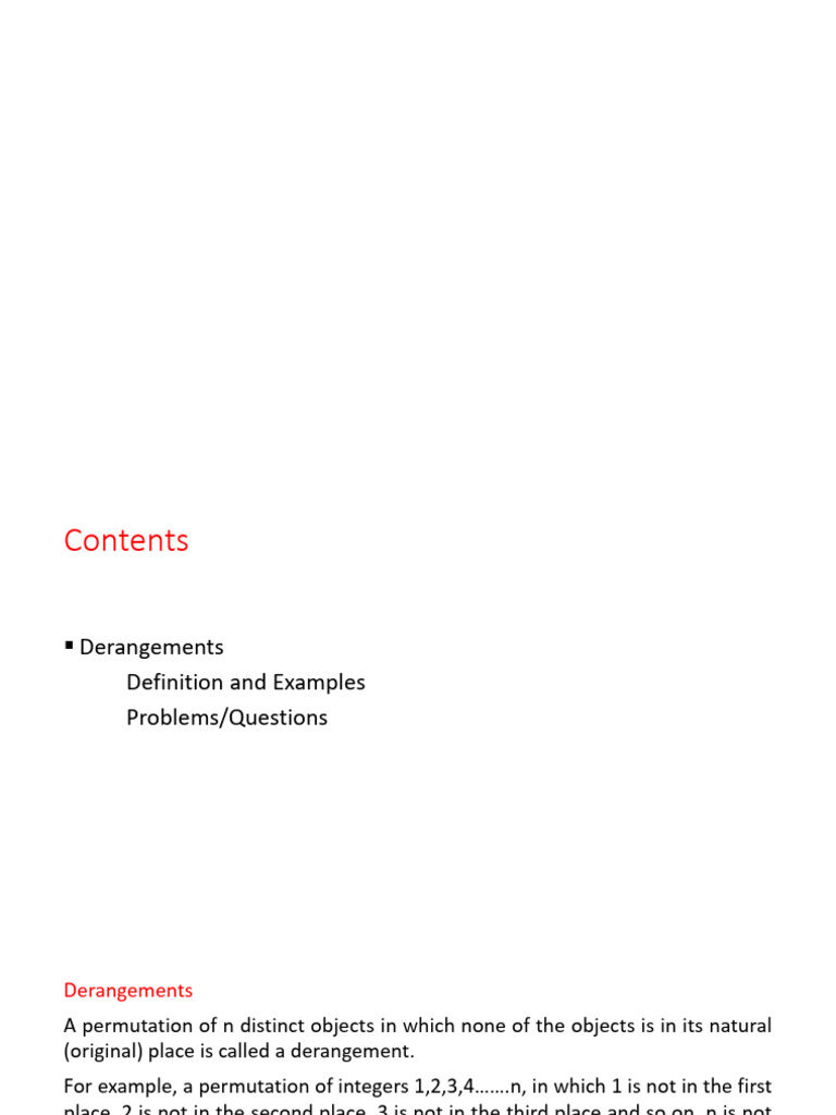 Understanding Derangements in Combinatorics | PDF