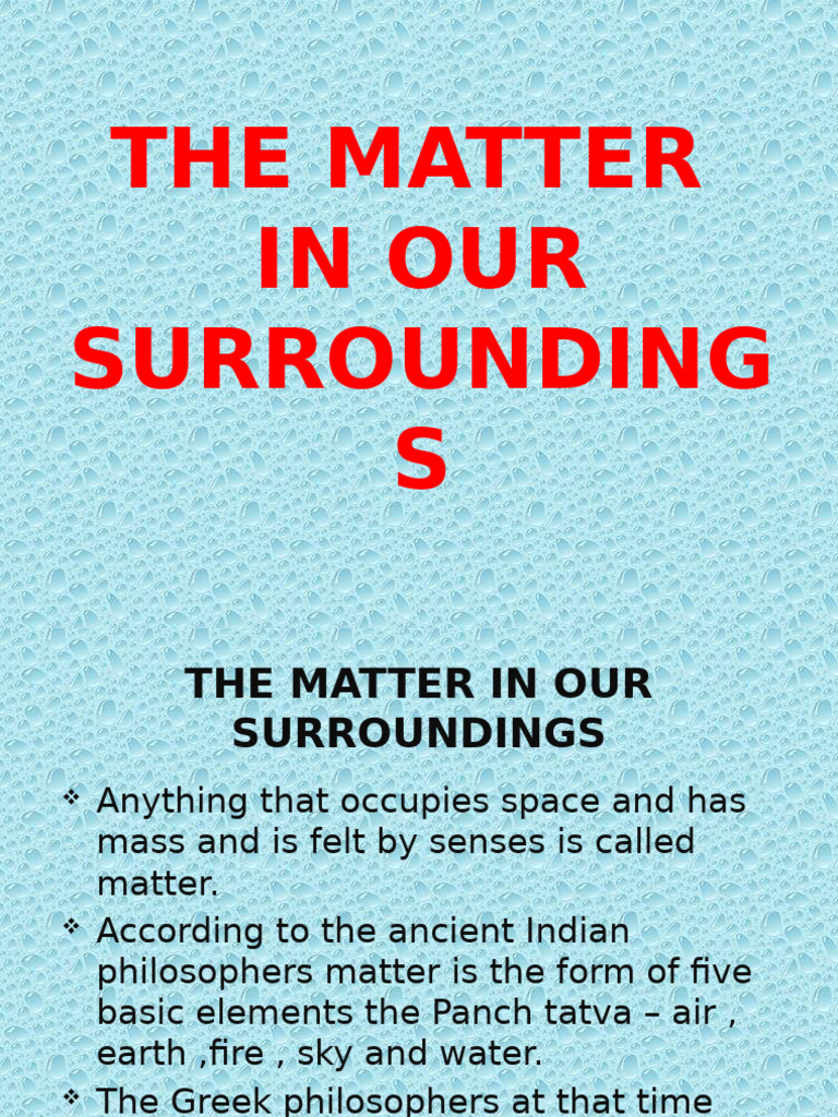 9 C1 The Matter in Our Surroundings | PDF | Matter | Physical Sciences