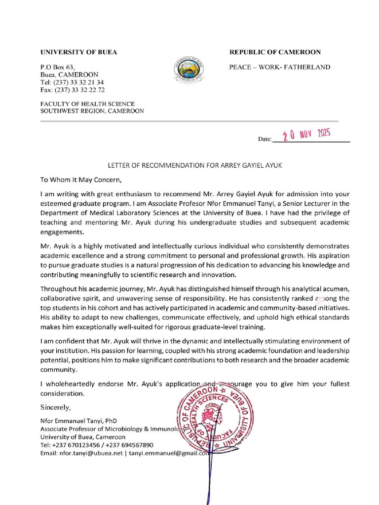 2nd Ayuk Recommendation Letter | PDF