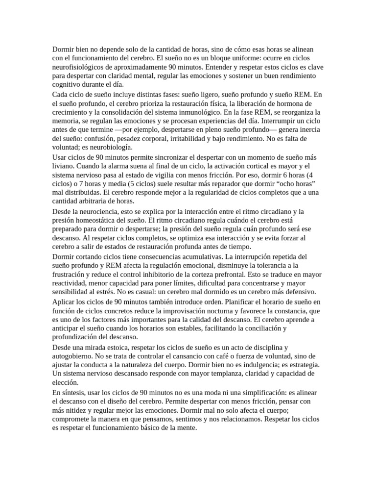 Optimiza tu sueño con ciclos de 90 minutos | PDF | Dormir | Las emociones
