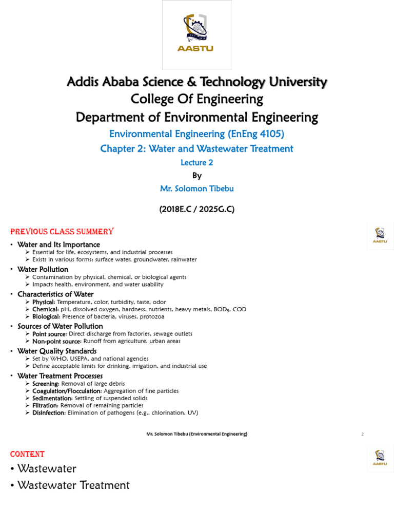 Water and Wastewater Treatment Overview | PDF | Sewage Treatment ...