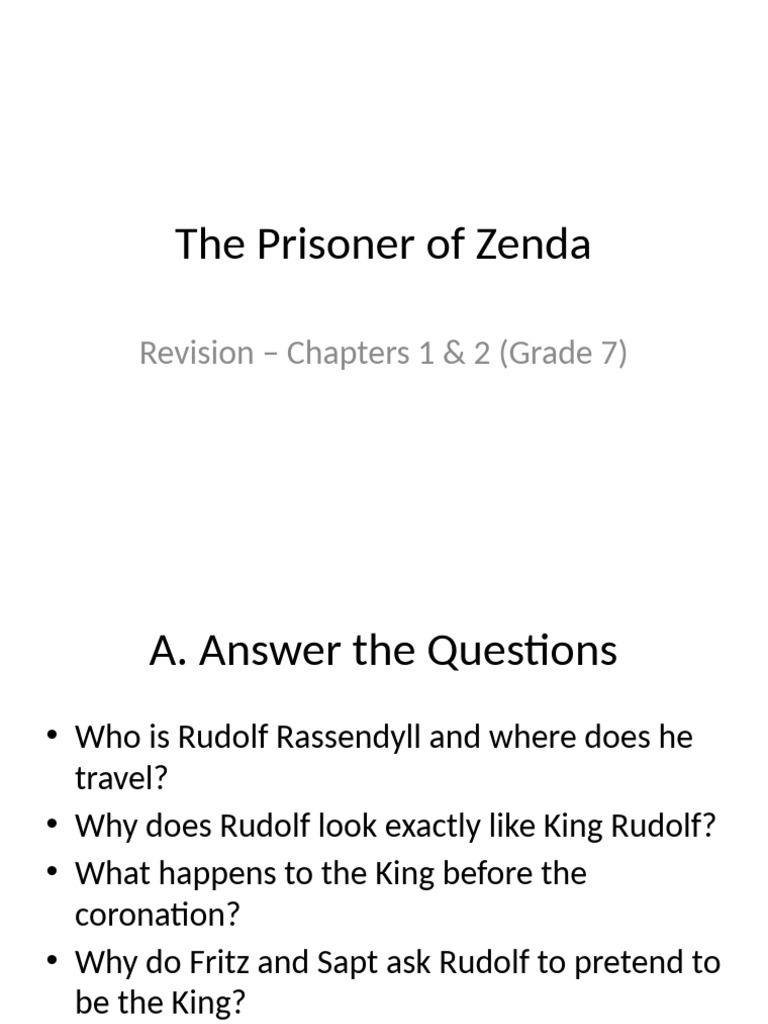 "The Prisoner of Zenda: Chapters 1 & 2 Guide" | PDF