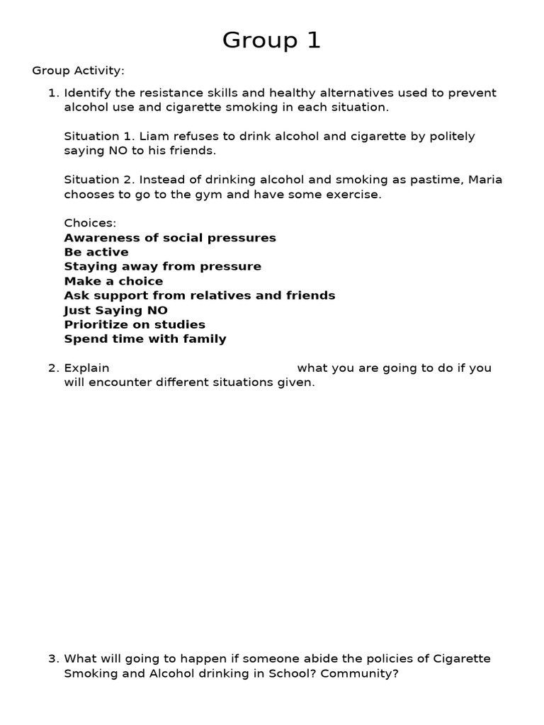 Activity COT Health 8 | PDF | Tobacco Smoking | Addiction