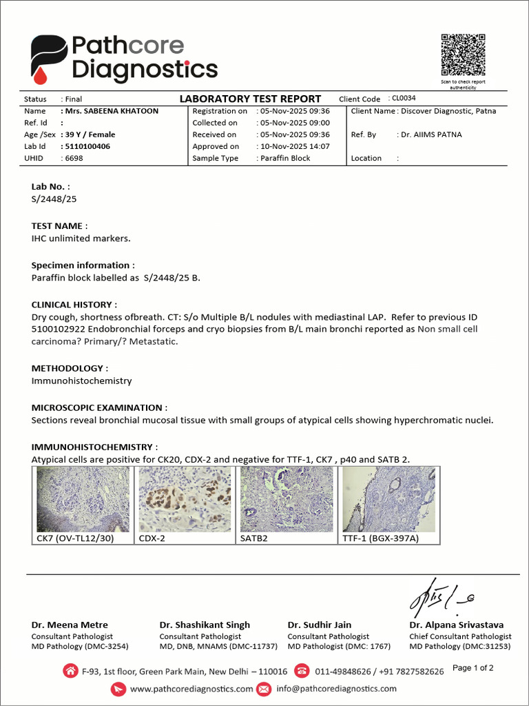 Final IHC Report: Adenocarcinoma Diagnosis | PDF | Pathology ...