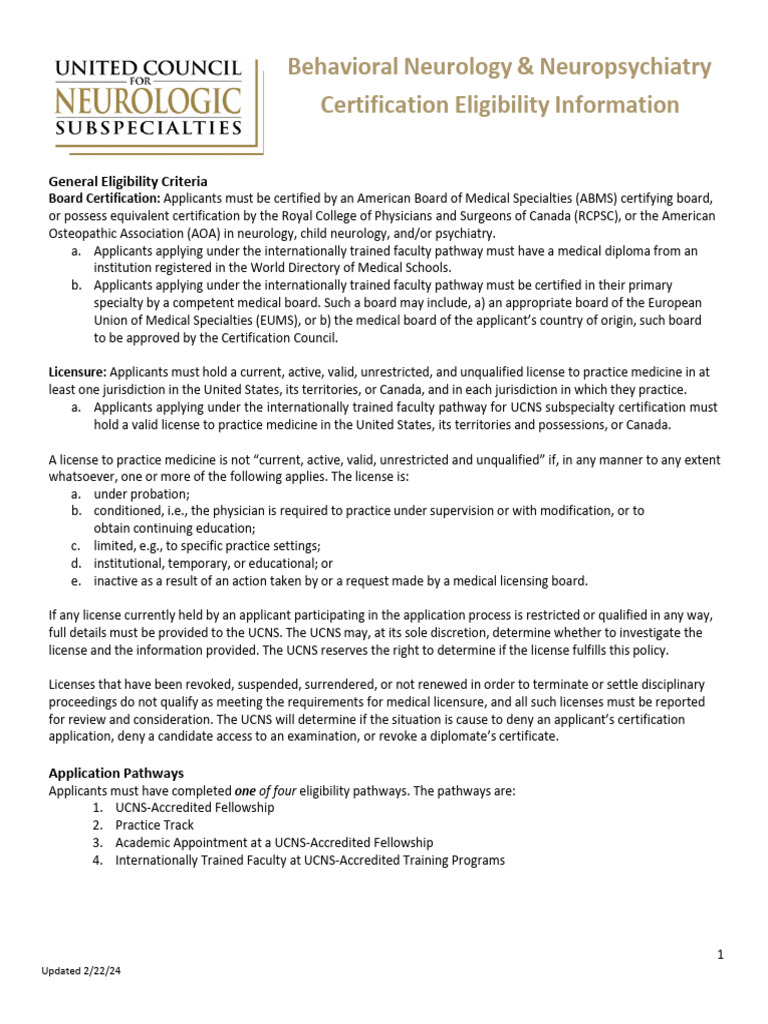 Behavioral Neurology Certification Guide | PDF | Neuropsychiatry ...