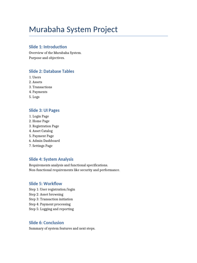 Murabaha System Project Overview | PDF