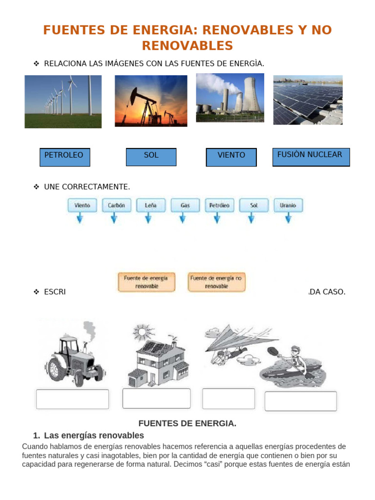 Fuentes de Energía: Renovables y No Renovables | PDF | Energía ...