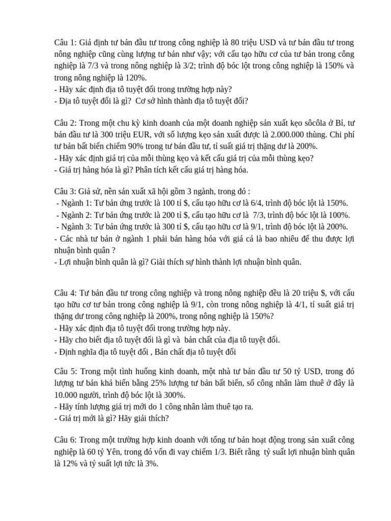 bài tập KTCT | PDF