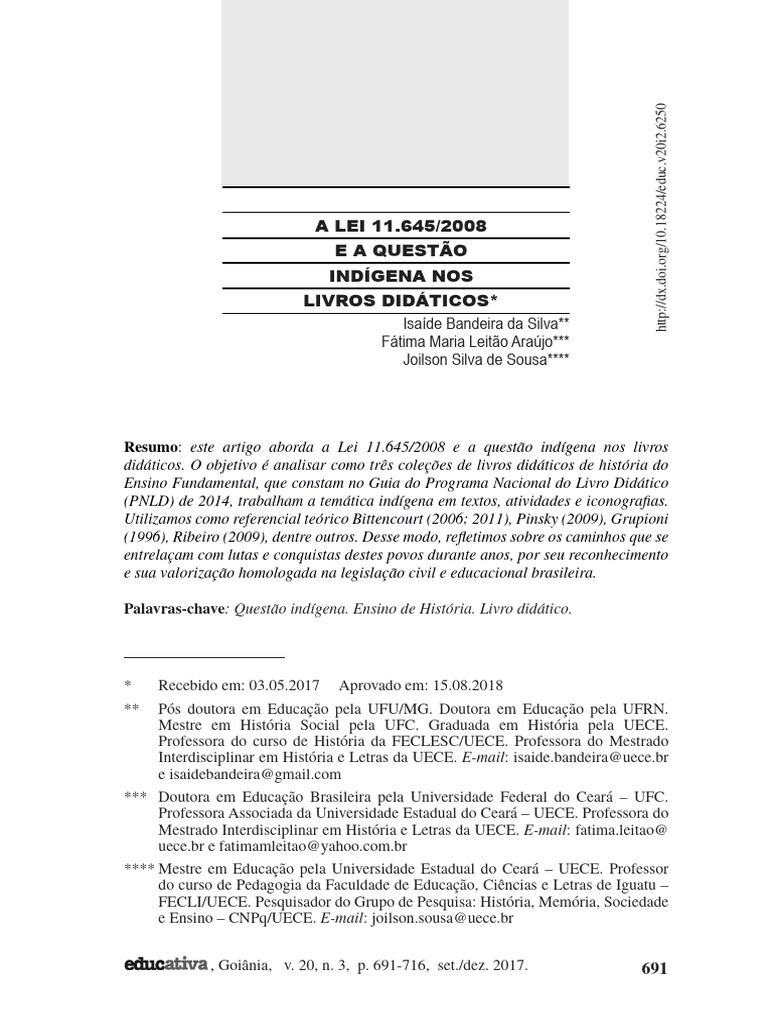 Lei 11.645/2008 e Indígenas nos Didáticos | PDF | Povos indígenas | Brasil