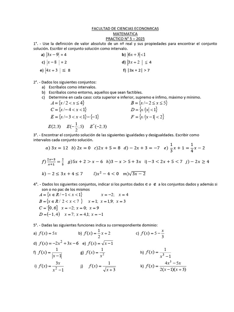 Ejercicios de Matemáticas para Economía | PDF | Análisis matemático ...