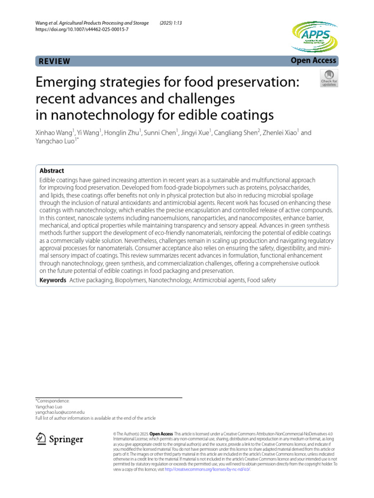 Emerging Strategies for Food Preservation Recent Advances and ...