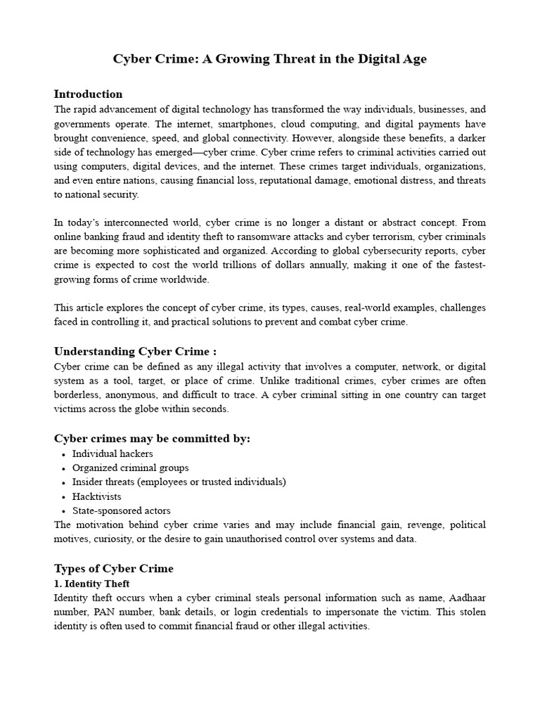 Understanding Cyber Crime Threats | PDF | Security | Computer Security