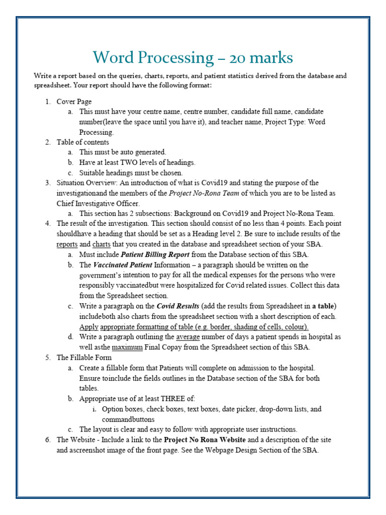 Word Processing and Web Design - SBA | PDF | Spreadsheet | Databases