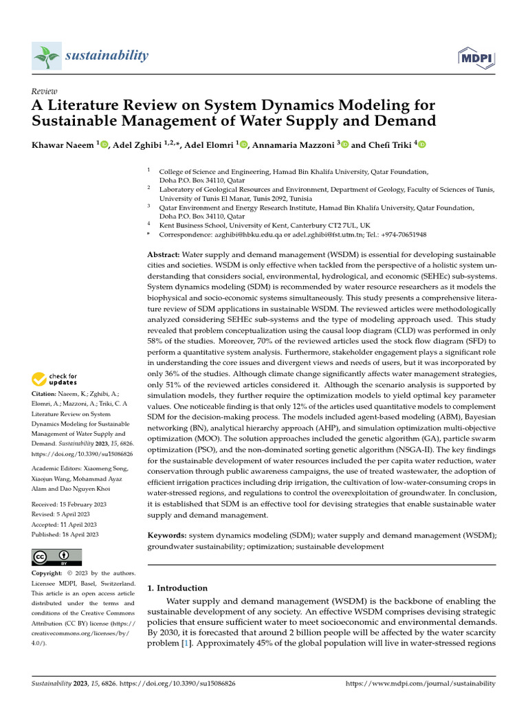 System Dynamics for Sustainable Water Management | PDF | Water Scarcity ...