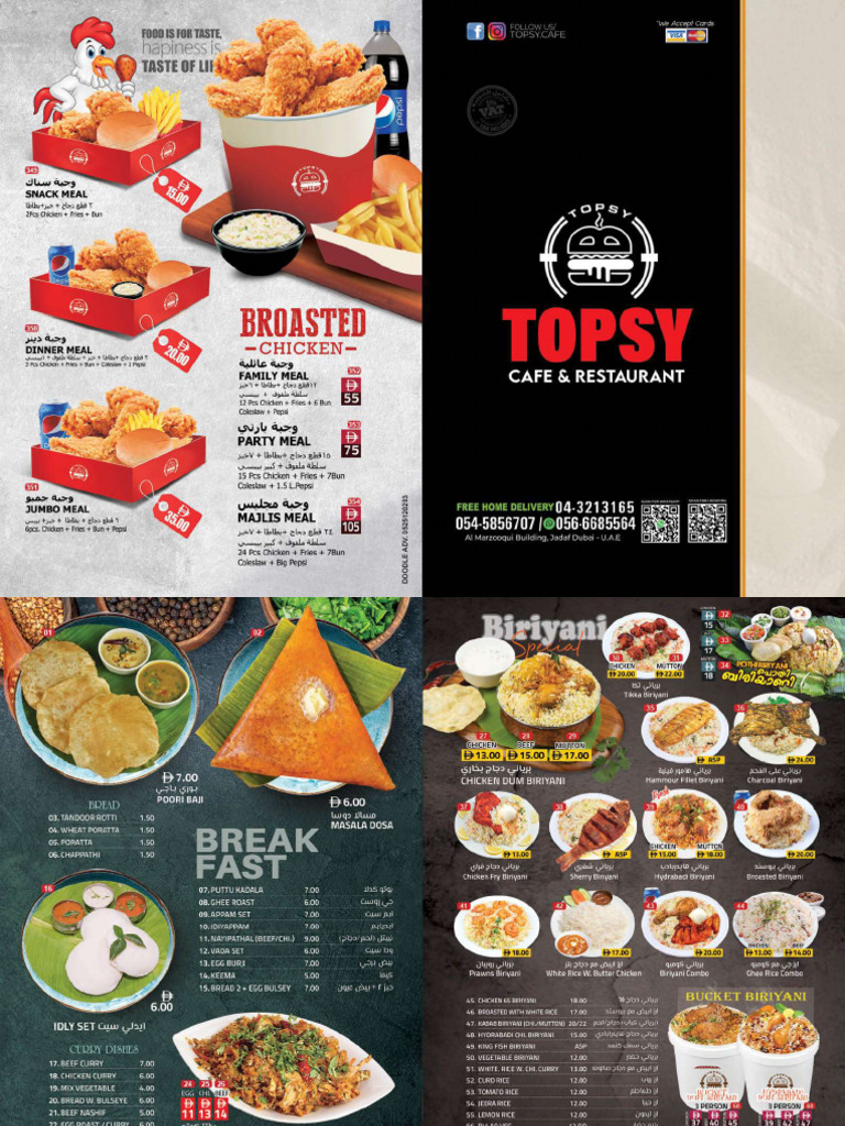 Topsy Cafeteria & Restaurant Online Menu | PDF